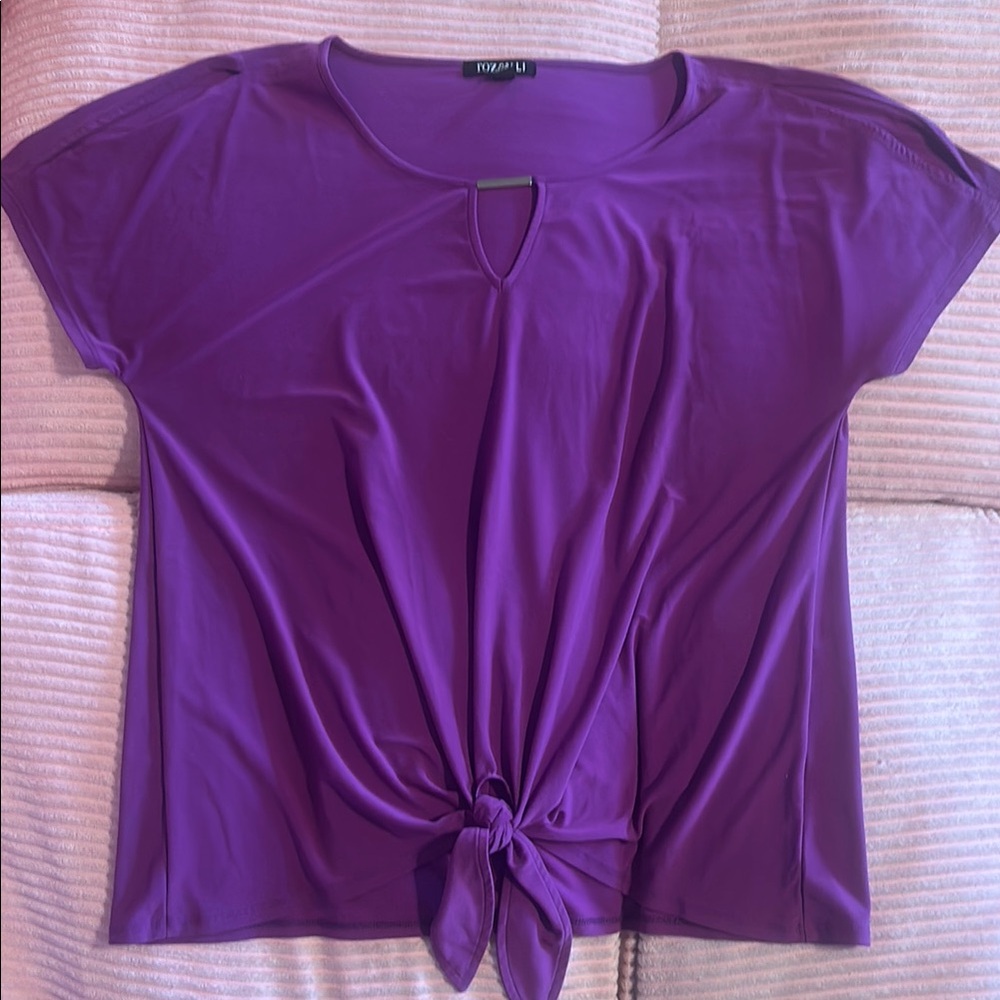 Purple Short Sleeve Tie Top
